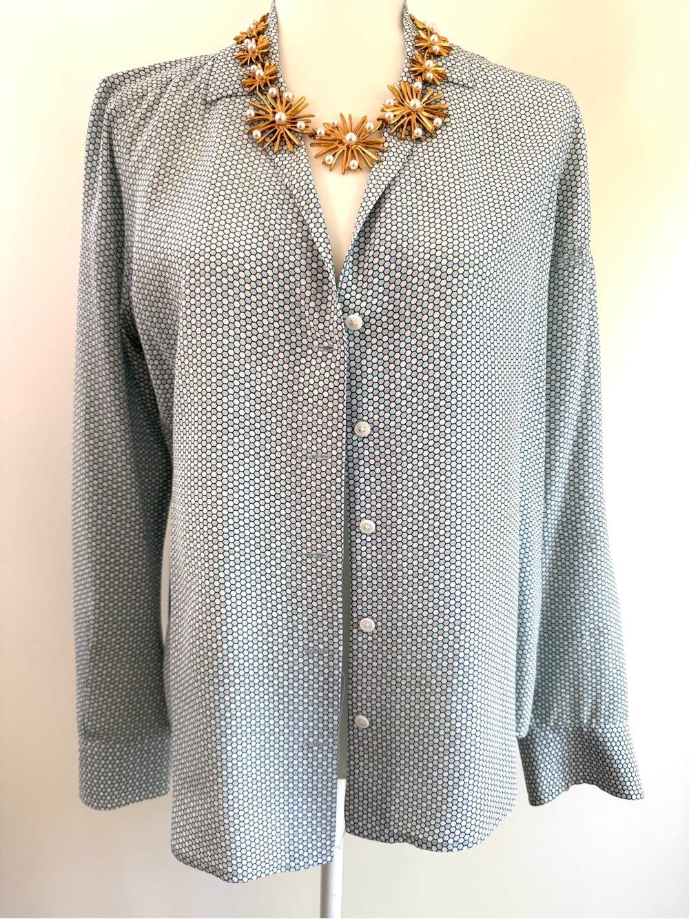 Equipment Femme 100% Silk Honeycomb Print Blouse | Size S - Picture 2 of 11